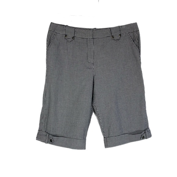 Larry Levine Black White Gingham Bermuda Shorts - Picture 1 of 8
